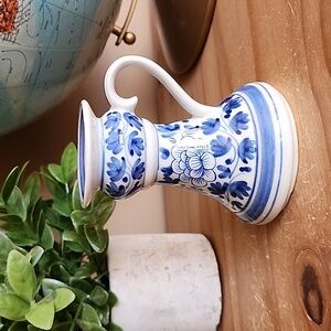 Vintage Blue And White Floral Candlestick